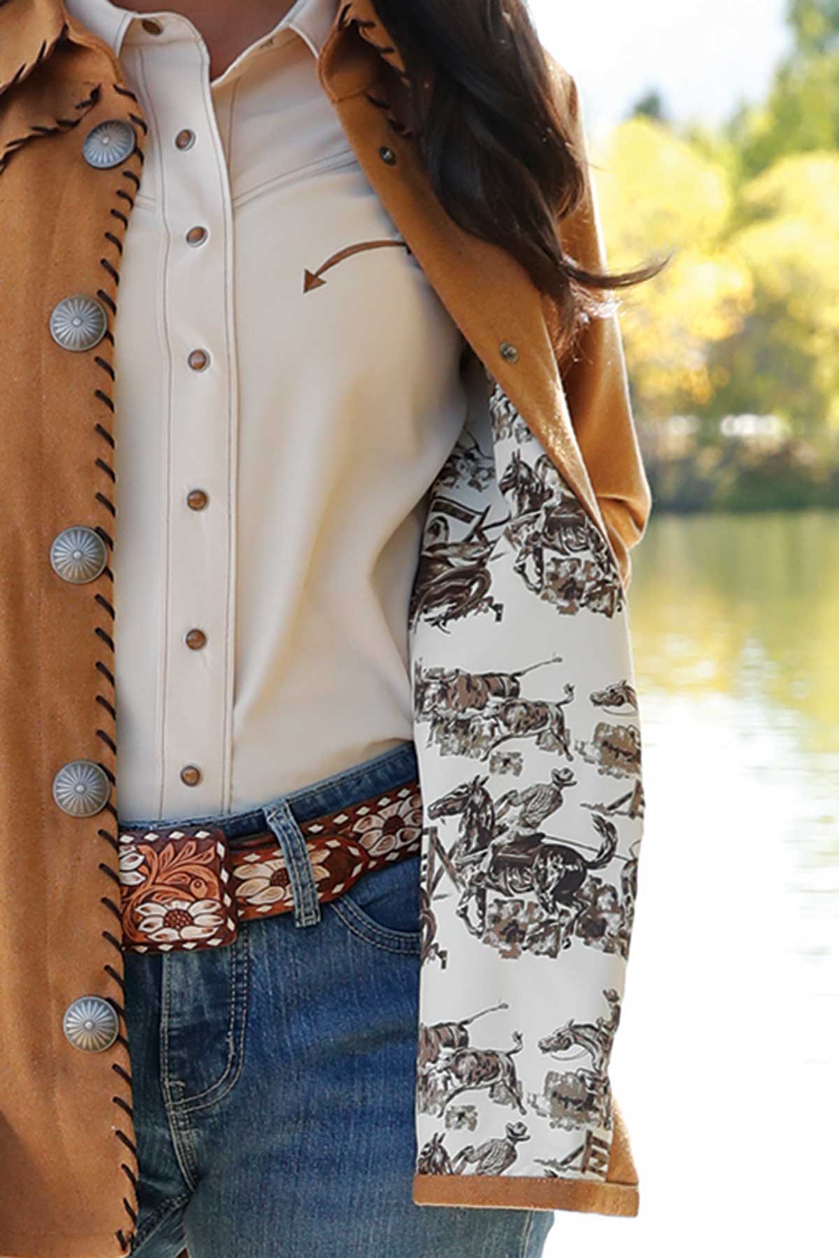 Cruel Girl® Women's Brown Whipstitch Concho Snap Shirt Jacket