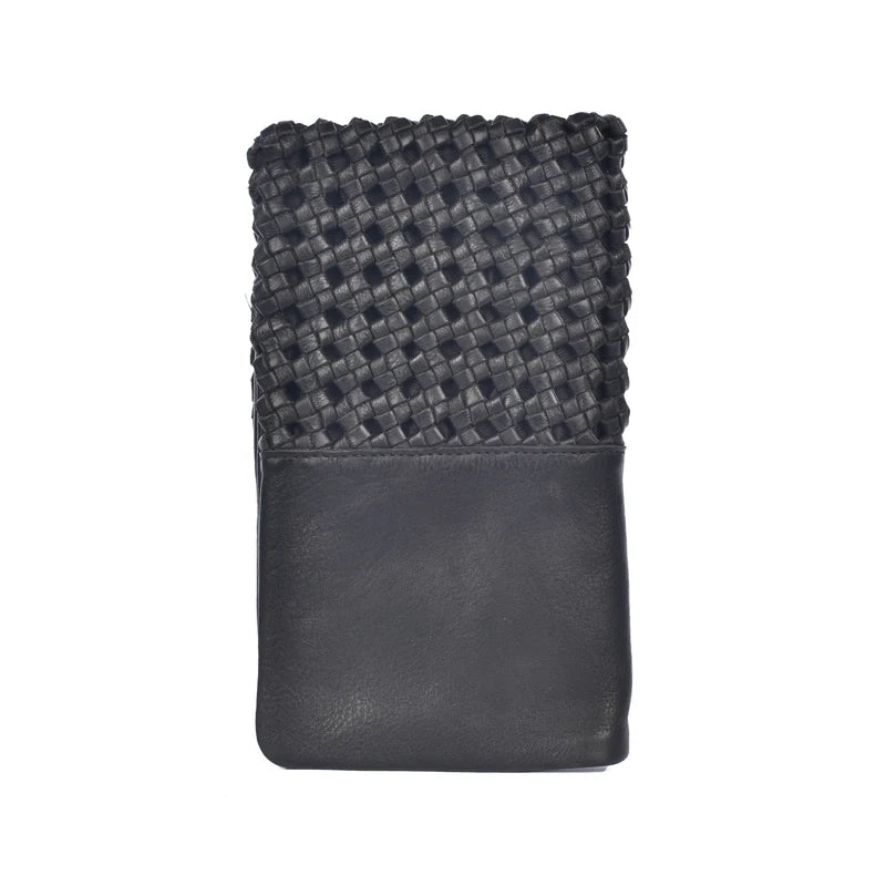 Milo® Cuio Cognac Washed Leather Basket Weave Wallet