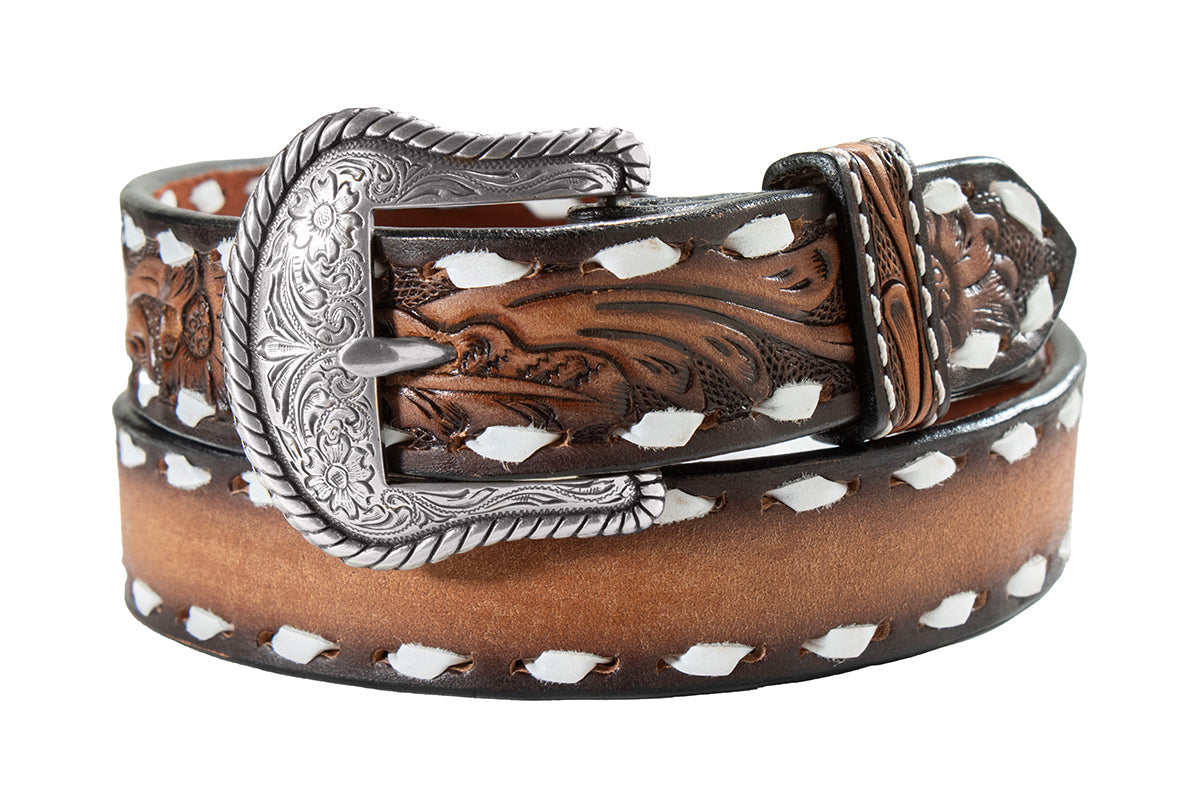 3D® Boy's Brown Tooled Leather Blank Name Belt