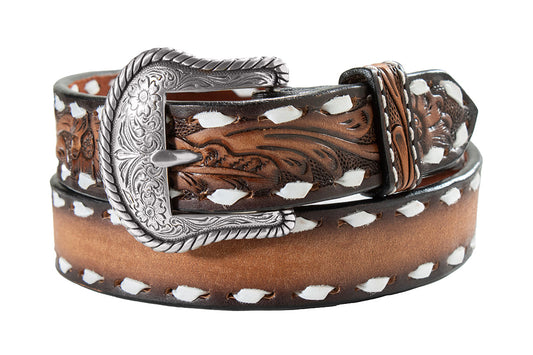 3D® Boy's Brown Tooled Leather Blank Name Belt