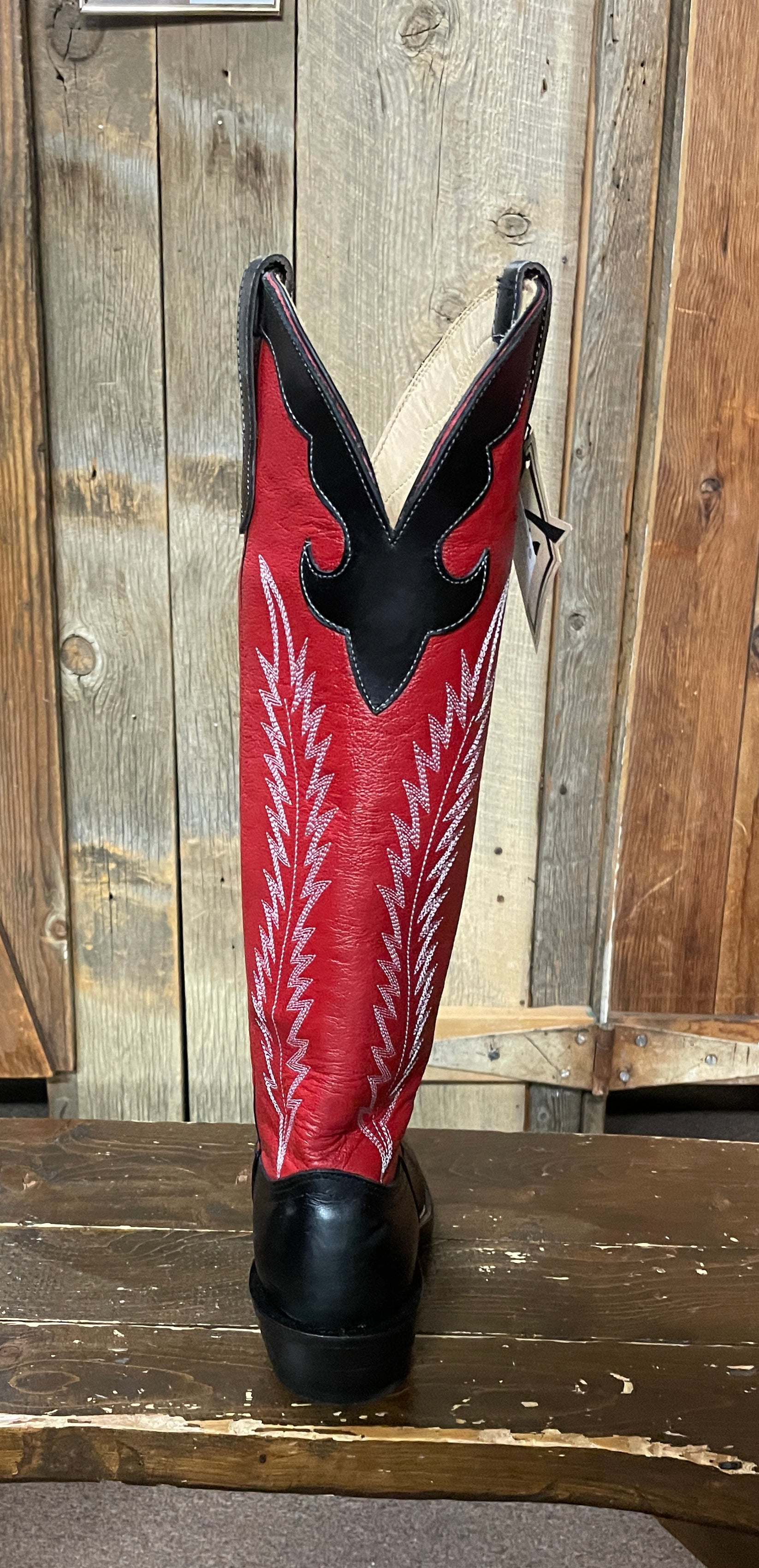 Fengolio Solano® Buckaroo Red Full Grain Leather Tall Top Cowboy Boots ...