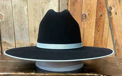 Serratelli 4X 4.5 Black with Platinum Bound Edge Fur Felt Hat