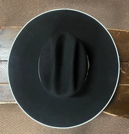 Serratelli 4X 4.5 Black with Platinum Bound Edge Fur Felt Hat