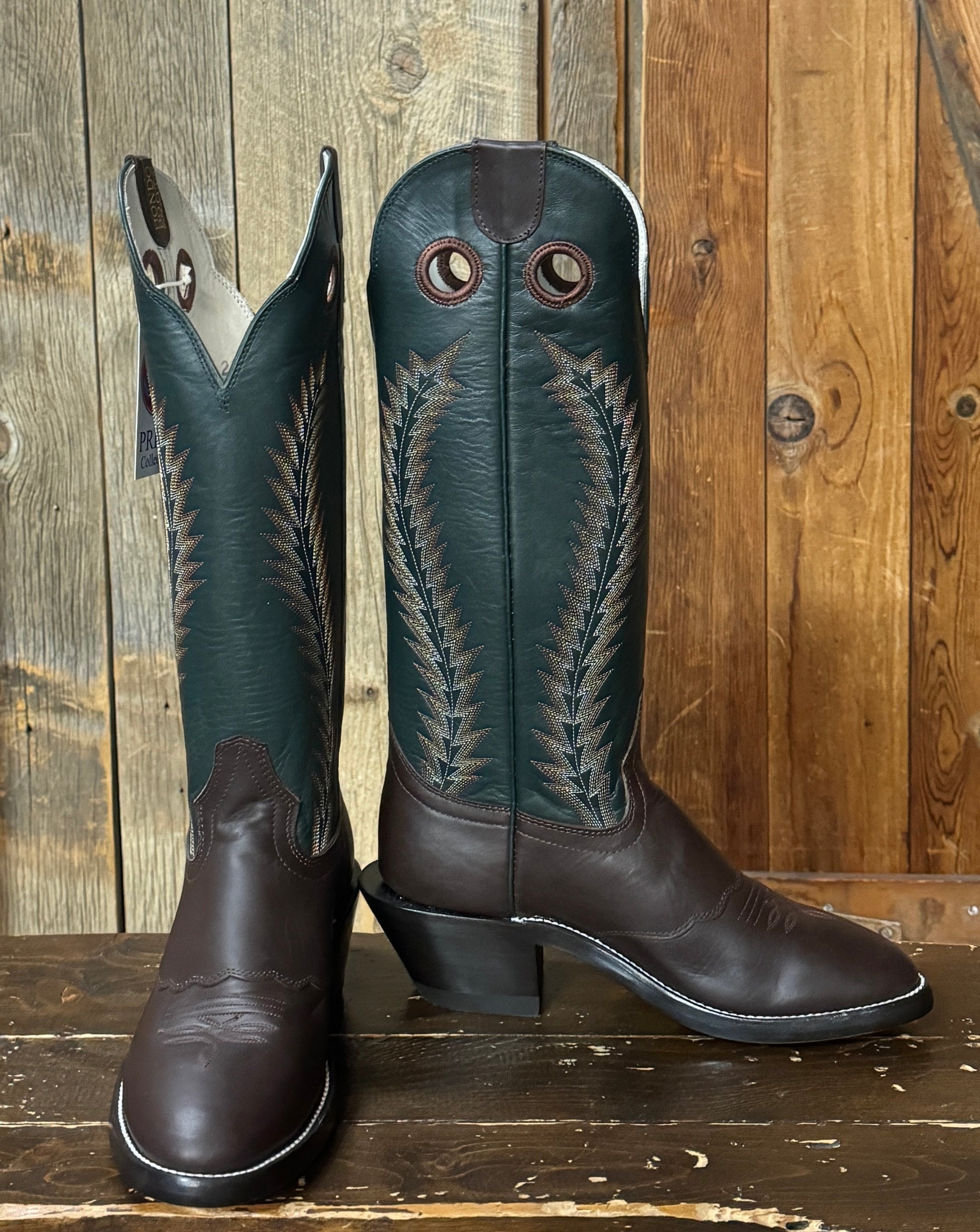 Hondo Buckaroo Forest Green & Chocolate Full Grain Leather Tall Top C Solano's Boot & Western Wear Hondo Buckaroo Forest Green & Chocolate Full Grain Leather Tall Top C Solano's Boot & Western Wear