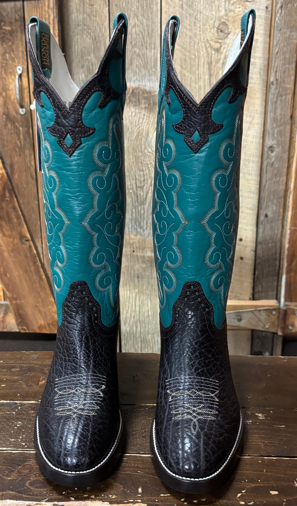 Hondo Solano® Buckaroo Turquoise & Chocolate Bullhide Full Grain Leath ...