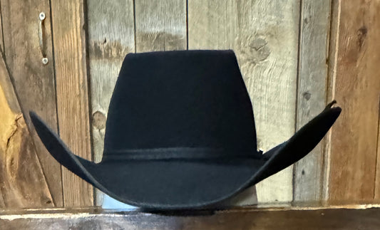 Serratelli® 6X Brick Crown 4.25 Bound Edge Brim Black Felt Cowboy Hat