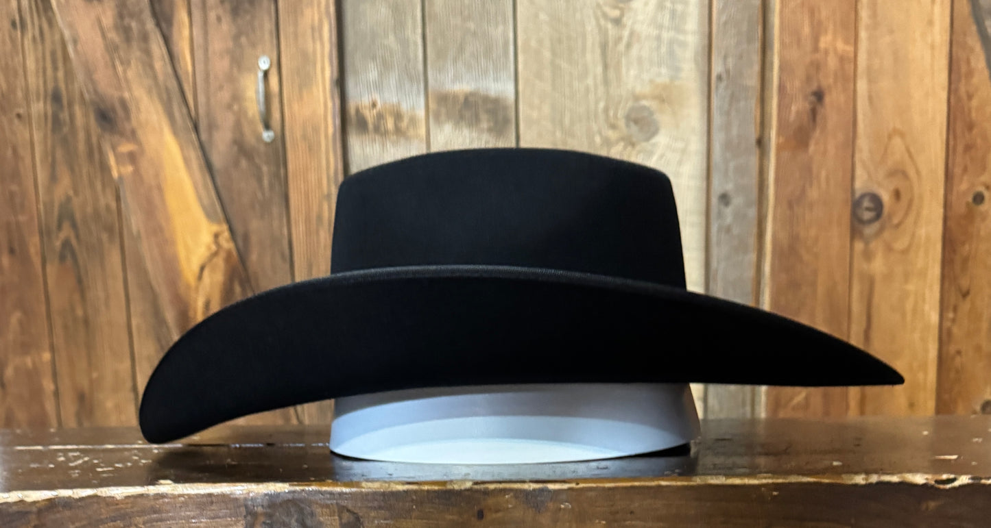 Serratelli® 6X Brick Crown 4.25 Bound Edge Brim Black Felt Cowboy Hat