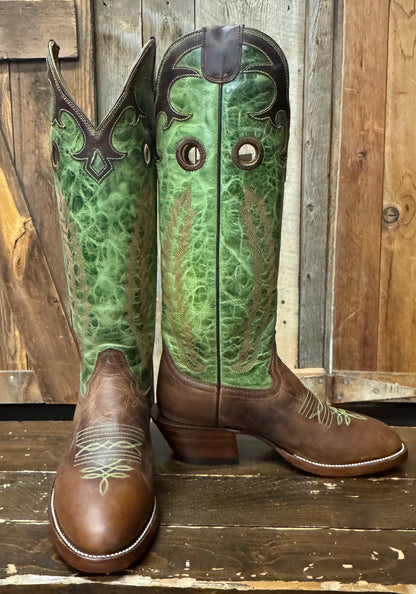 Hondo® Men's Tan Waxy Cowhide Lime Crater Tall Top Buckaroo Cowboy Boots