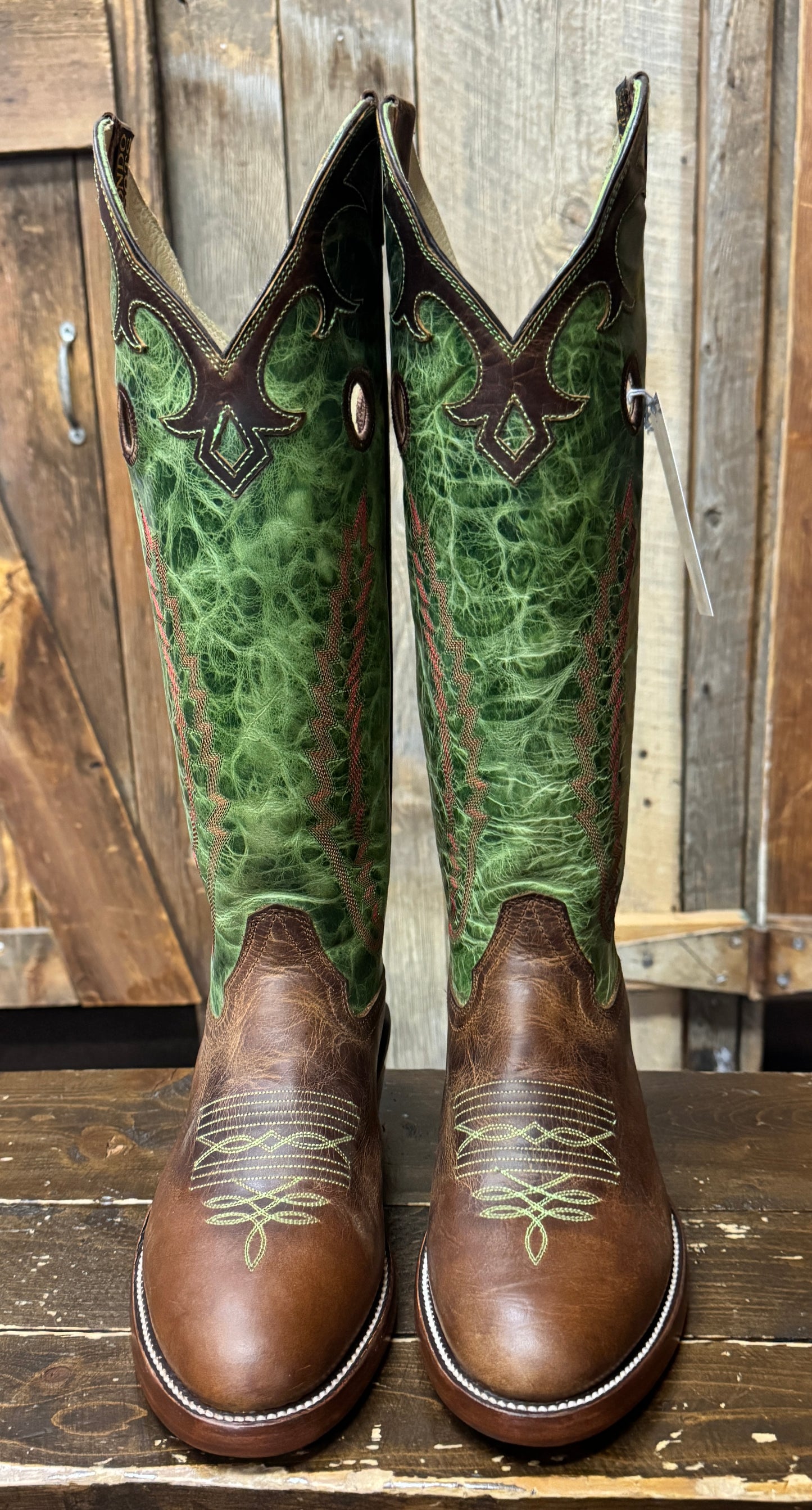 Hondo® Men's Tan Waxy Cowhide Lime Crater Tall Top Buckaroo Cowboy Boots