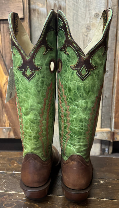 Hondo® Men's Tan Waxy Cowhide Lime Crater Tall Top Buckaroo Cowboy Boots