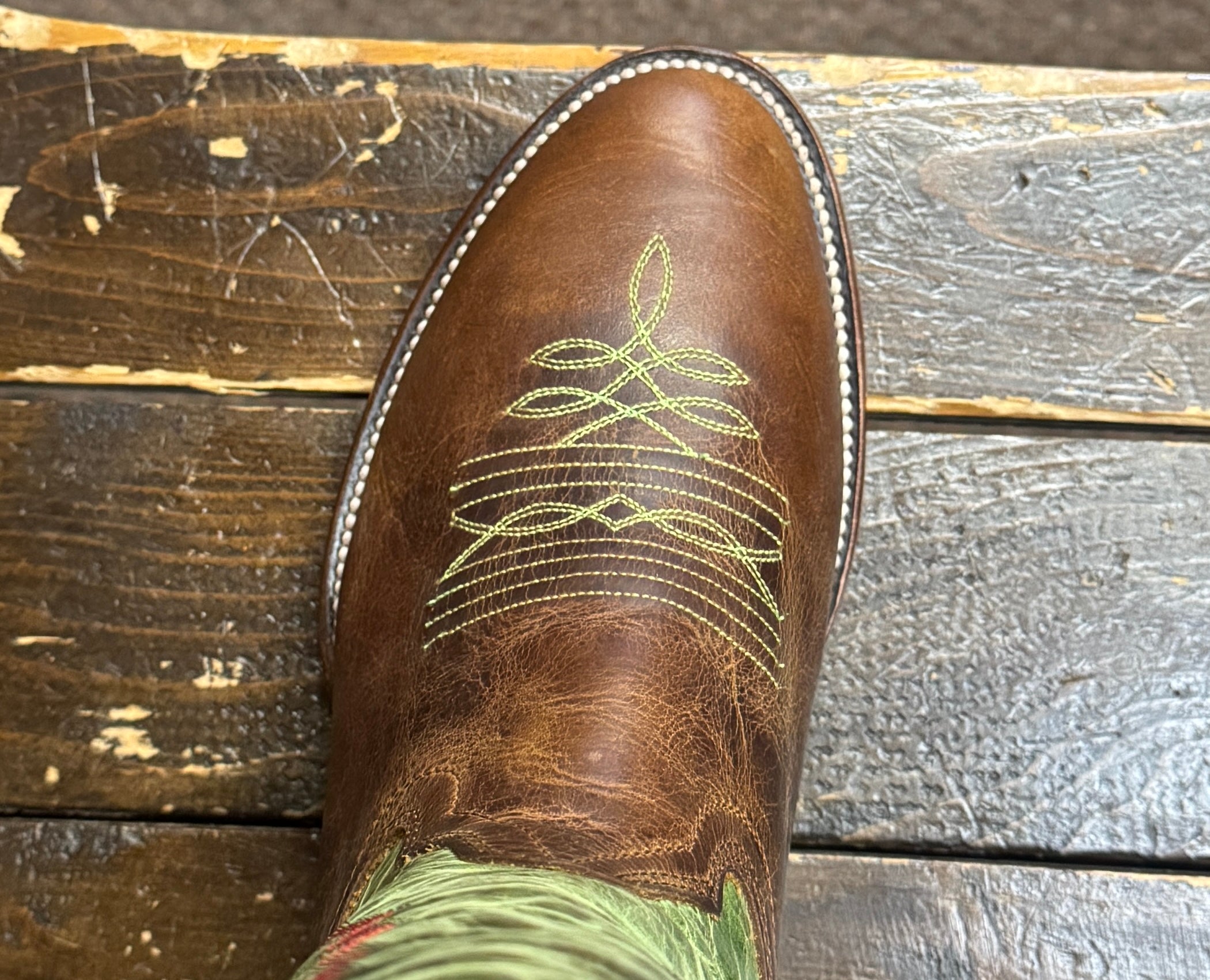 Hondo® Men's Tan Waxy Cowhide Lime Crater Tall Top Buckaroo Cowboy