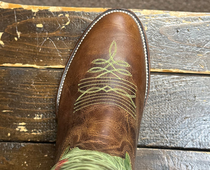 Hondo® Men's Tan Waxy Cowhide Lime Crater Tall Top Buckaroo Cowboy Boots
