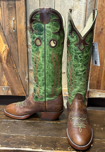 Hondo® Men's Tan Waxy Cowhide Lime Crater Tall Top Buckaroo Cowboy Boots