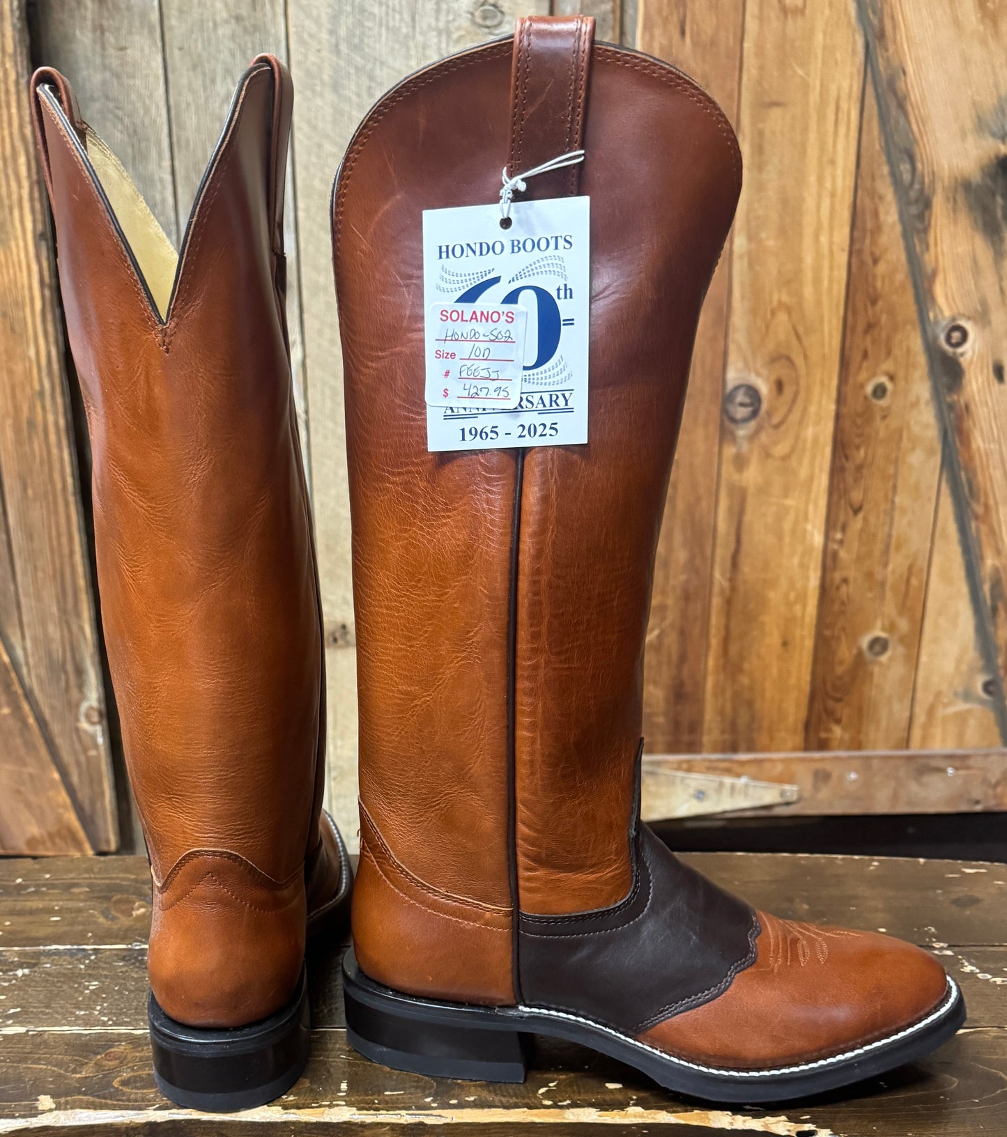 Hondo Solano®  CoppertanTobacco Roper Full Grain Leather 16"Tall Top Cowboy Boots