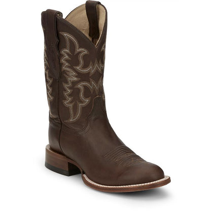 Justin® Men's Wayne Chocolate Brown Round Toe Western Boots