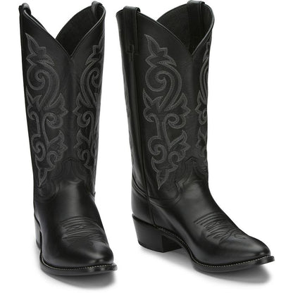 Justin® Men's Black London Calf Skin Round Toe Cowboy Boots