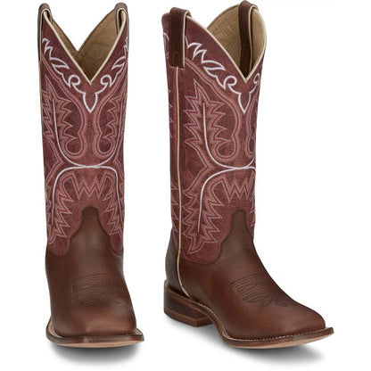 Justin® Women's Wide Square Toe Leather Sole Cowboy Boots