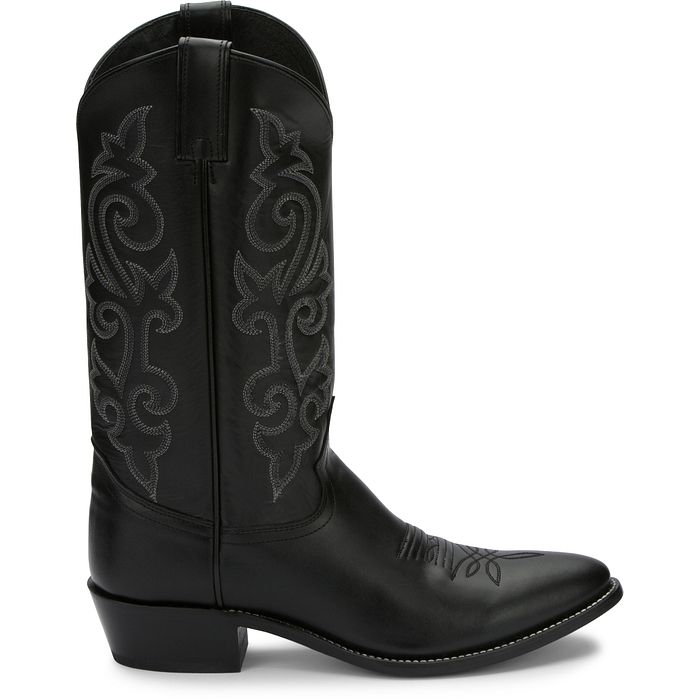 Justin® Men's Black London Calf Skin Round Toe Cowboy Boots