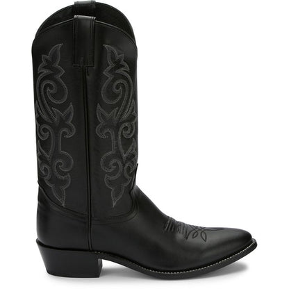 Justin® Men's Black London Calf Skin Round Toe Cowboy Boots