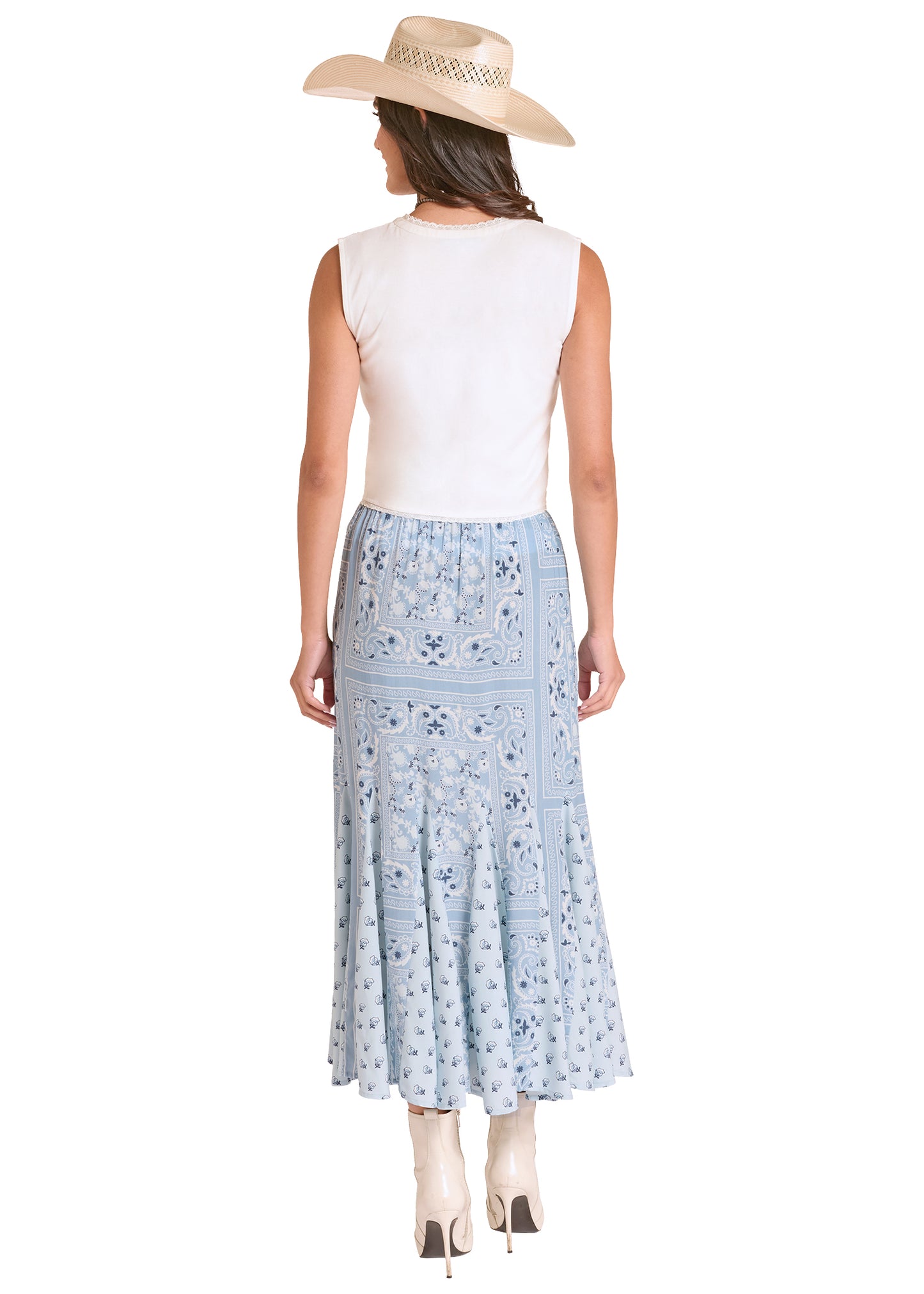 Panhandle Slim® Women's Rock N Roll Cerulean Patch Bandana Print Maxi Skirt