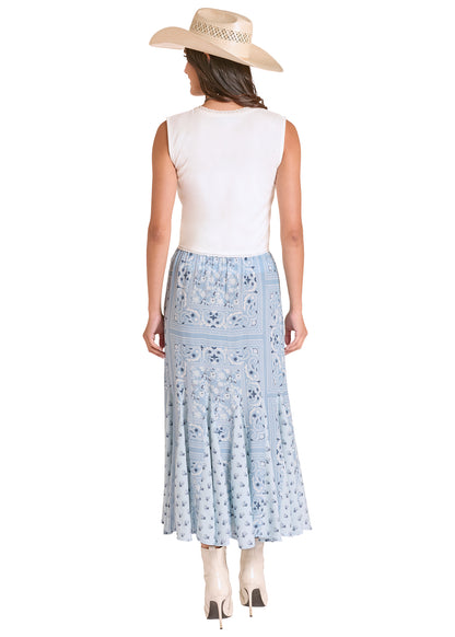 Panhandle Slim® Women's Rock N Roll Cerulean Patch Bandana Print Maxi Skirt