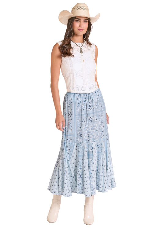 Panhandle Slim® Women's Rock N Roll Cerulean Patch Bandana Print Maxi Skirt