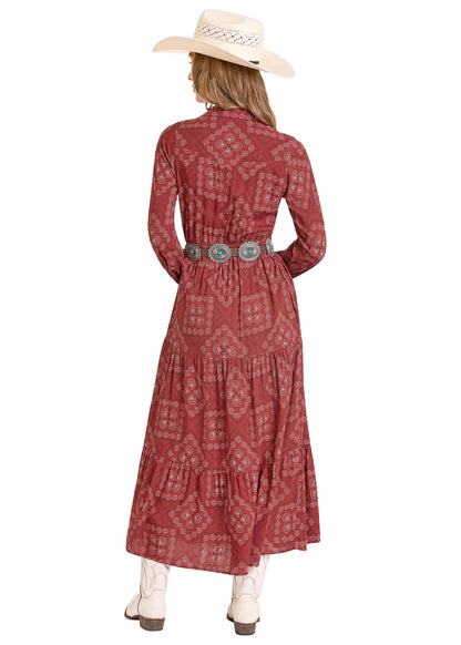 Panhandle Slim® Women's Scarlet Bandana Print Long Sleeve Dress