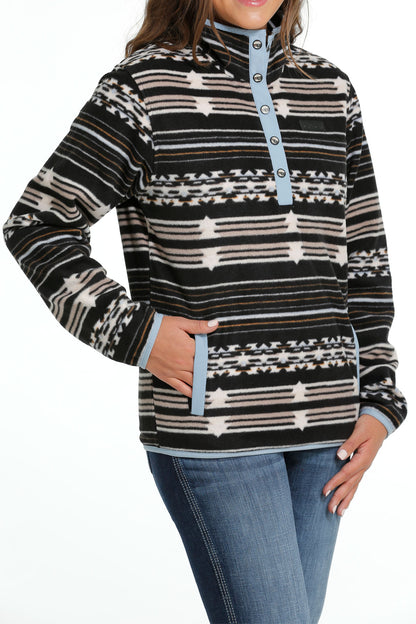 Cinch® Women's Black Southwest Print Polar Fleece Pullover Jacket