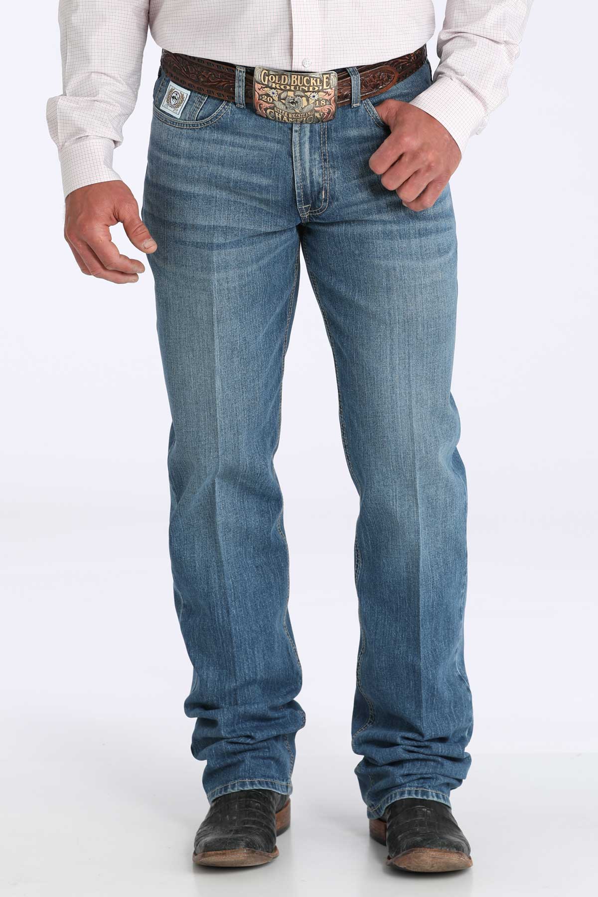 Cinch® Men's White Label Medium Stonewash Mid Rise Straight Leg Denim Jeans