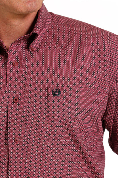 Cinch® Men's Fuchsia Geo Print Long Sleeve Button Front Western Shirt
