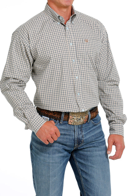 Cinch® Men's Blue Plaid Long Sleeve Button Front Western Shirt