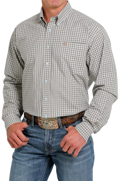 Cinch® Men's Blue Plaid Long Sleeve Button Front Western Shirt