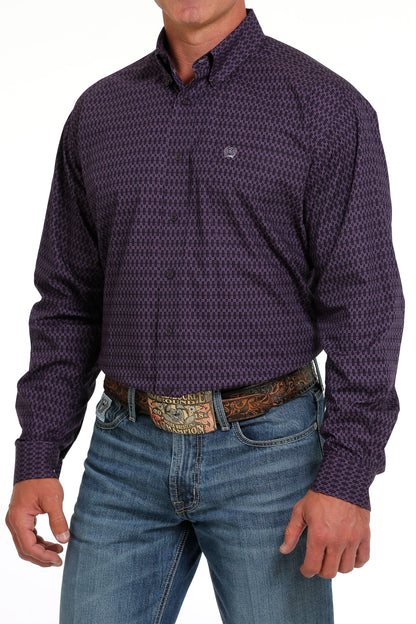 Cinch® Men's Purple Geo Print Long Sleeve Button Front Western Shirt