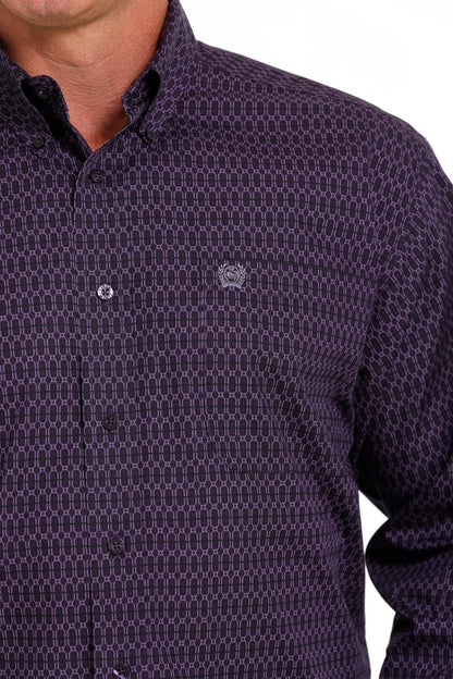 Cinch® Men's Purple Geo Print Long Sleeve Button Front Western Shirt