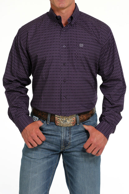 Cinch® Men's Purple Geo Print Long Sleeve Button Front Western Shirt