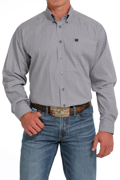 Cinch® Men's Gray Geo Print Long Sleeve Button Front Western Shirt