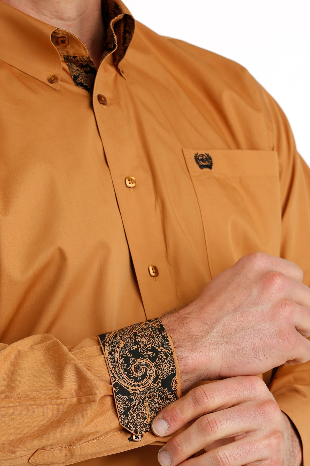 Cinch Men's Long Sleeve Solid Button Down Shirt - Brown