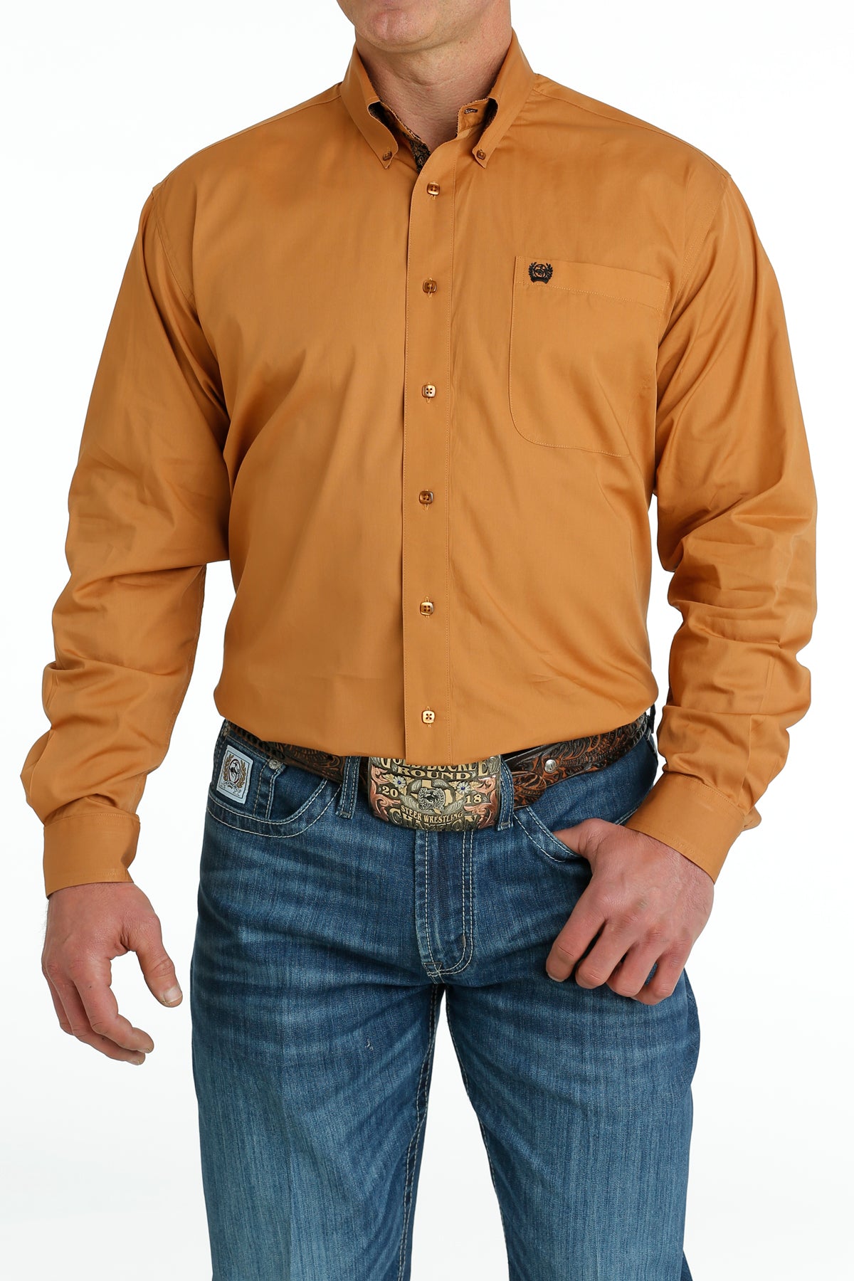 Cinch® Men's Solid Gold Long Sleeve Button Front Western Shirt