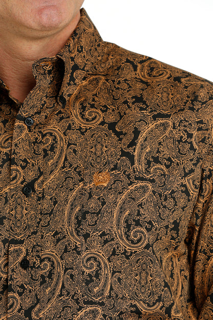 Cinch® Men's Gold Paisley Print Long Sleeve Button Front Western Shirt