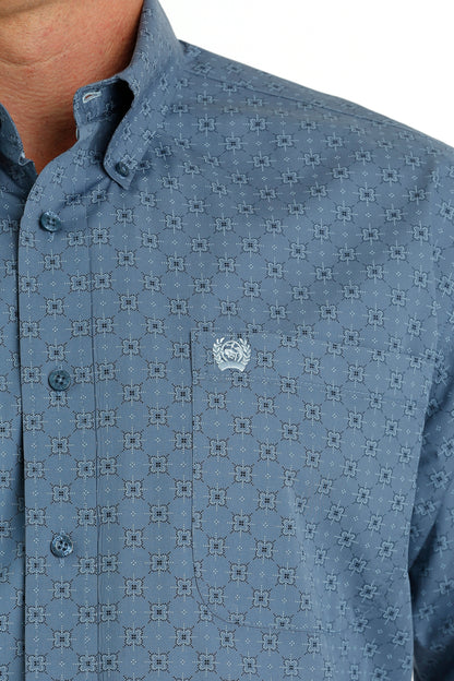 Cinch® Men's Blue Geo Print Long Sleeve Button Front Western Shirt