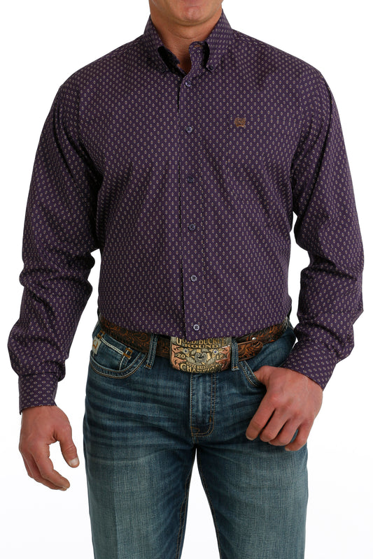 Cinch® Men's Purple Geo Print Long Sleeve Button Front Western Shirt