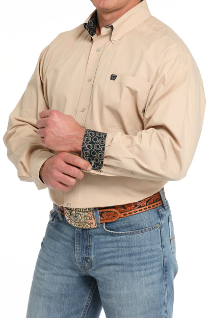 Cinch® Men's Solid Beige Long Sleeve Button Front Western Shirt