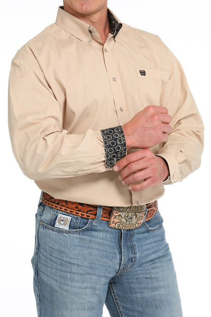 Cinch® Men's Solid Beige Long Sleeve Button Front Western Shirt