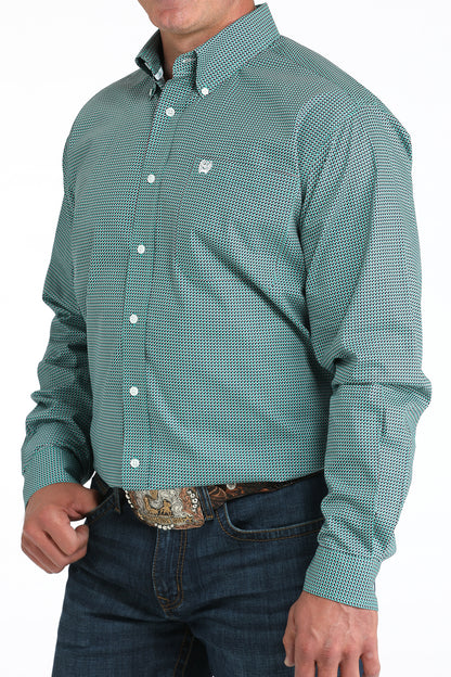 Cinch® Men's Turquoise Geo Print Long Sleeve Button Front Shirt