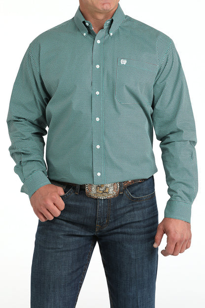 Cinch® Men's Turquoise Geo Print Long Sleeve Button Front Shirt