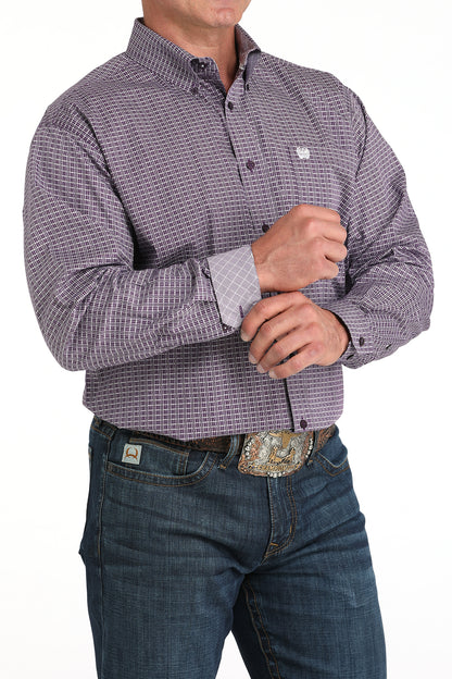 Cinch® Men's Purple Geo Print Long Sleeve Button Front Shirt