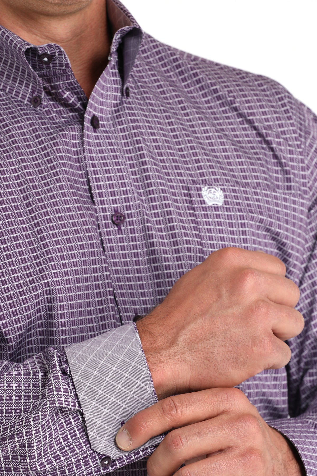 Cinch® Men's Purple Geo Print Long Sleeve Button Front Shirt