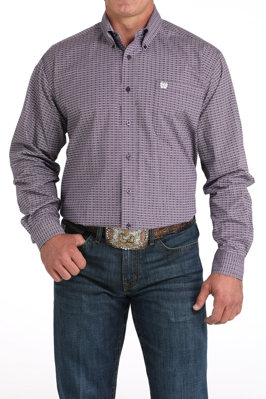 Cinch® Men's Purple Geo Print Long Sleeve Button Front Shirt