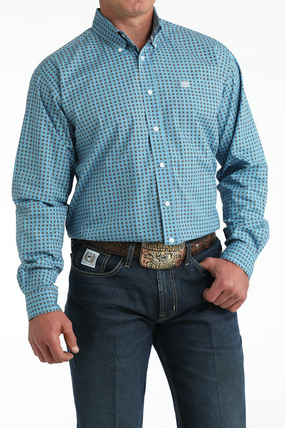 Cinch® Men's Blue Geo Print Long Sleeve Button Front Shirt