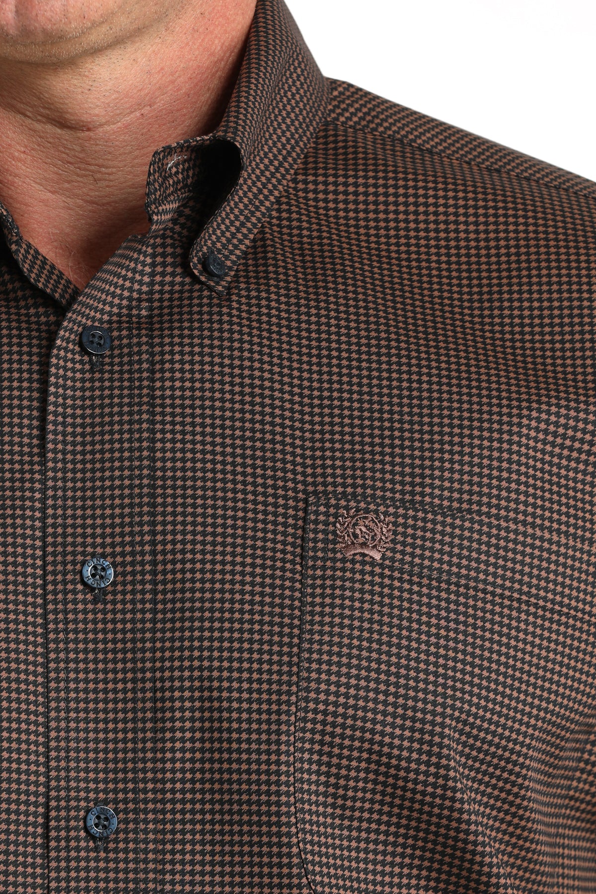 Cinch® Men's Brown/Navy Geo Print Long Sleeve Button Front Shirt